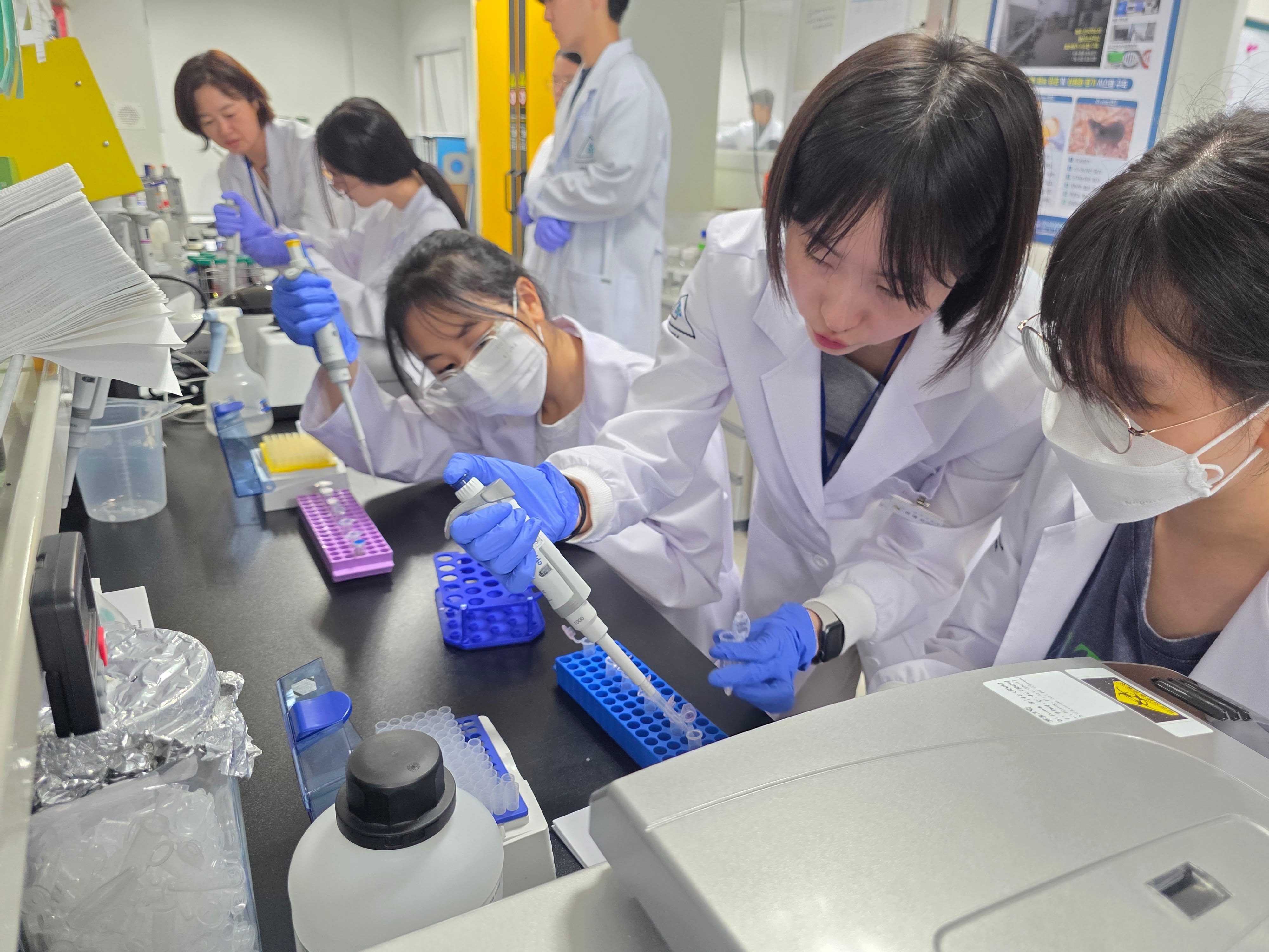 제주 자생 한의약 자원으로 배우는 특별한 연구 체험 🔬
지난 22일(수) 제주과학문화거점센터와 함께 도내 고등학생을 대상으로 '제주 한의약 자원 바이오 소재 연구 진로랩'을 운영했습니다.
이번 프로그램은 제주 자생 한의약 자원을 활용해 전통 의학과 현대 바이오 기술을 함께 이해하고, 실제 연구 과정을 직접 체험하며 바이오·한의약 분야의 진로를 탐색해 보는 시간으로 마련됐습니다.
학생들은 연구실에서 직접 연구자가 되어 제주 유래 소재인 귤피 추출물 등을 활용해 실험을 진행했습니다.
✔ 천연물의 항산화 능력 측정(ABTS·DPPH 분석)
✔ THP-1 세포와 형광현미경을 활용한 면역세포 분화 및 활성산소 관찰
✔ HPLC를 활용한 기능성 화합물 정성·정량 분석
실험을 직접 수행하고 결과를 분석하는 과정까지 경험하며, 바이오 연구가 어떻게 이루어지는지 생생하게 알아볼 수 있는 뜻깊은 시간이었습니다.
앞으로도 제주한의약연구원은 지역의 우수한 한의약 자원을 활용한 연구를 이어가는 것은 물론, 미래 과학 인재들이 다양한 연구를 경험하고 꿈을 키워갈 수 있도록 교육과 체험 기회를 지속적으로 마련하겠습니다 🌱
📌 본 프로그램은 과학기술정보통신부, 복권위원회, 한국과학창의재단, 제주특별자치도의 지원을 받아 '2026년 지역과학문화 역량강화 사업'의 일환으로 운영되었습니다.
#제주한의약연구원 #제주과학문화거점센터 #한의약 #바이오소재 #진로체험 #청소년교육 #과학체험 #제주청소년 #미래과학자 #지역과학문화